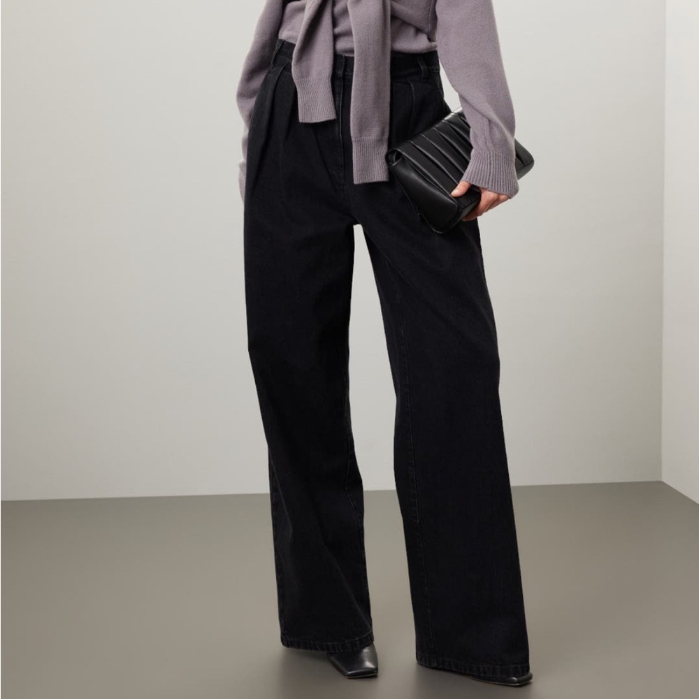 Tibi Black Stella Wide Length Jeans